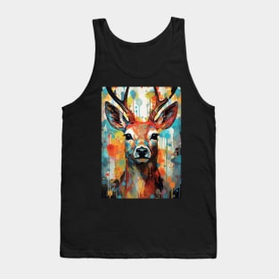 Deer Watercolor Painting Abstract Art Tank Top